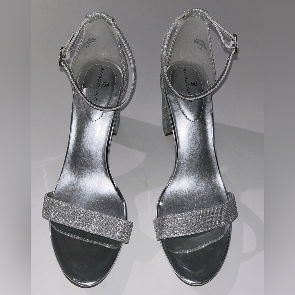 Bandolino Armory Block Heel Dress silver Sandals size 8